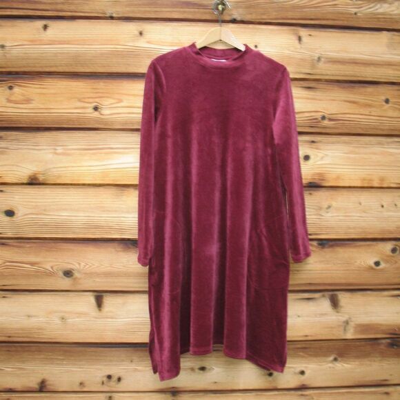 J Jill Pure Jill Velvet Velour Dip Hem Dress - Picture 2 of 8